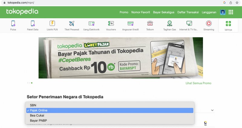 Bayar Pajak Lebih Mudah Dengan Fitur Pajak Online Tokopedia