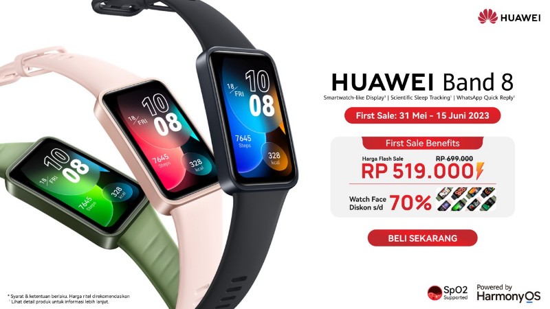 HUAWEI Band 8 dengan Fitur Layaknya Smartwatch, Harga Flash Sale Rp519.000!
