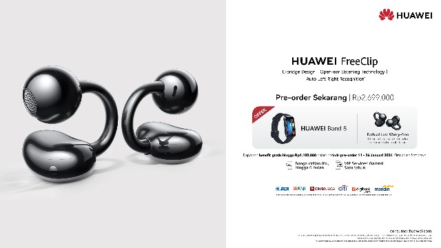 HUAWEI FreeClip Rilis di Indonesia, TWS Open-Ear Stylish Pertama dari Huawei