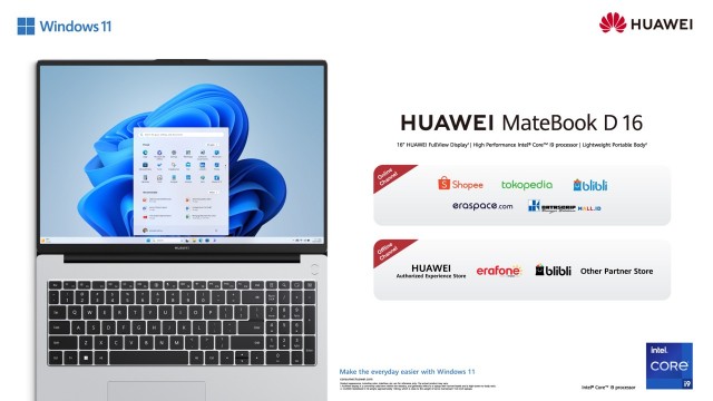 HUAWEI MateBook D 16 Terbaru, Laptop Layar Besar nan Ringan dengan Performa Gahar 