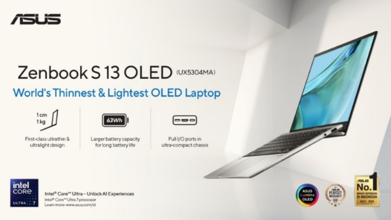 ASUS Zenbook S 13 OLED (UX5304MA): Laptop OLED Terbaru dengan Desain Super Tipis