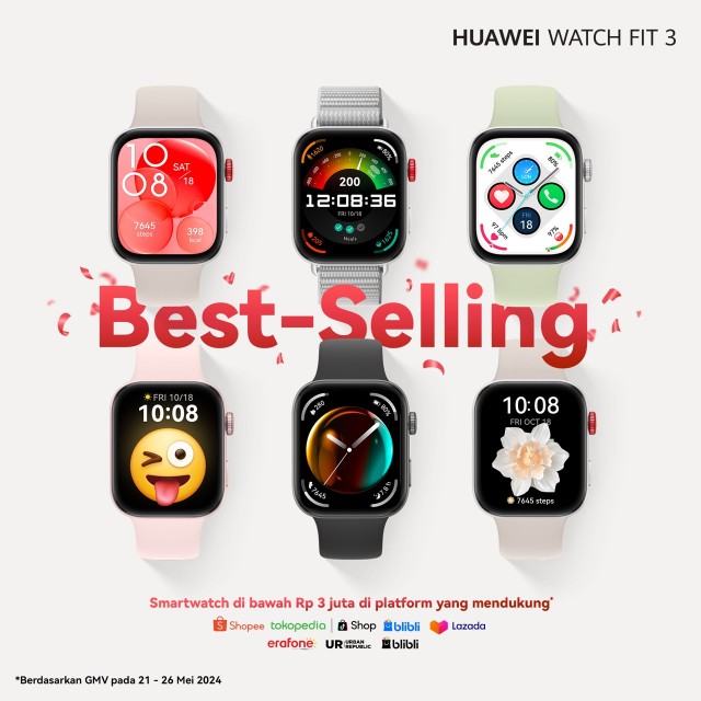 HUAWEI WATCH Fit 3 Tampil Trendi dengan Pilihan Warna Terbaru & Laris dengan Penjualan 10.000 Unit dalam Sehari