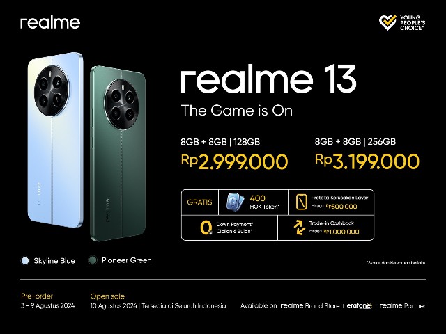 realme 13 Resmi Diluncurkan di Indonesia: Smartphone Gaming Bintang Lima dengan Harga Terjangkau Rp2.999.000