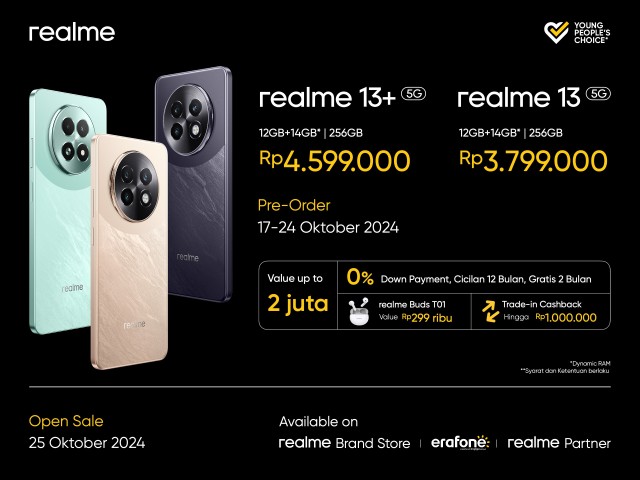 realme 13 Series 5G Meluncur di Indonesia, Fokus pada Performa Gaming Kelas Turnamen