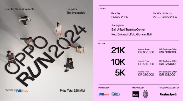OPPO Run 2024: Tiket Resmi Dibuka untuk Umum! Dapatkan Hadiah Total Rp 528 Juta dan Fasilitas Eksklusif