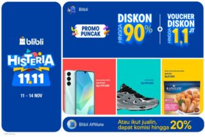 Jangan Lewatkan Puncak Blibli Histeria 11.11 hingga 14 November 2024! Voucher Diskon hingga Rp1,1 Juta dan Diskon Sampai 90%!