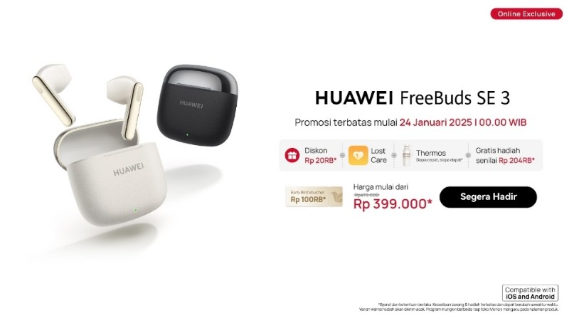 HUAWEI FreeBuds SE 3: TWS Stylish Hanya Rp300 Ribuan!