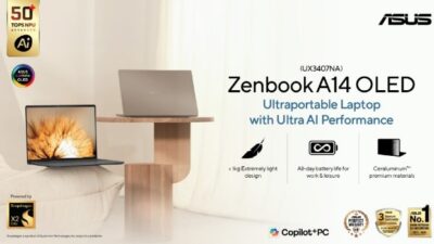 ASUS Zenbook A14 OLED (UX3407NA) Laptop Snapdragon X2 Elite Pertama